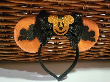 Serre tête oreille ears style Disney Mickey potiron Halloween a paillettes orange