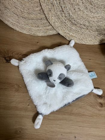 Doudou plat panda gris blanc baby nat état neuf