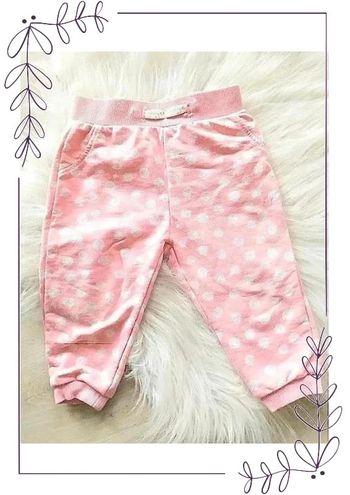 Pantalon jogging bébé fille 18 mois rose avec pois blancs