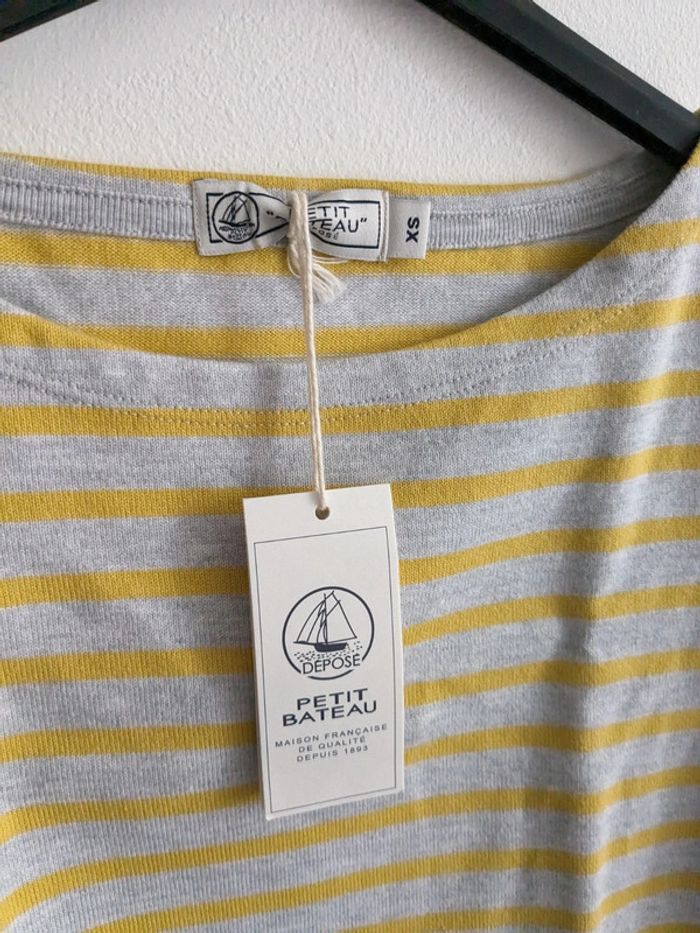 Pull rayé gris et jaune XS - photo numéro 2