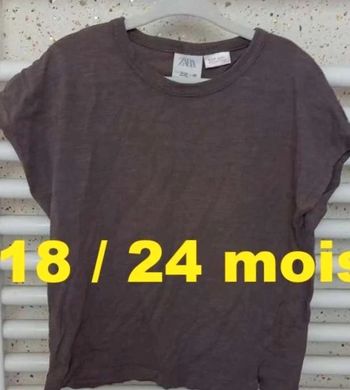 Tee  shirt  manche  courte marron  Zara  Taille  18  /  24  mois