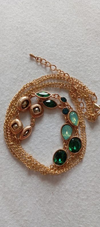 Joli collier vert double rang + bracelet assorti