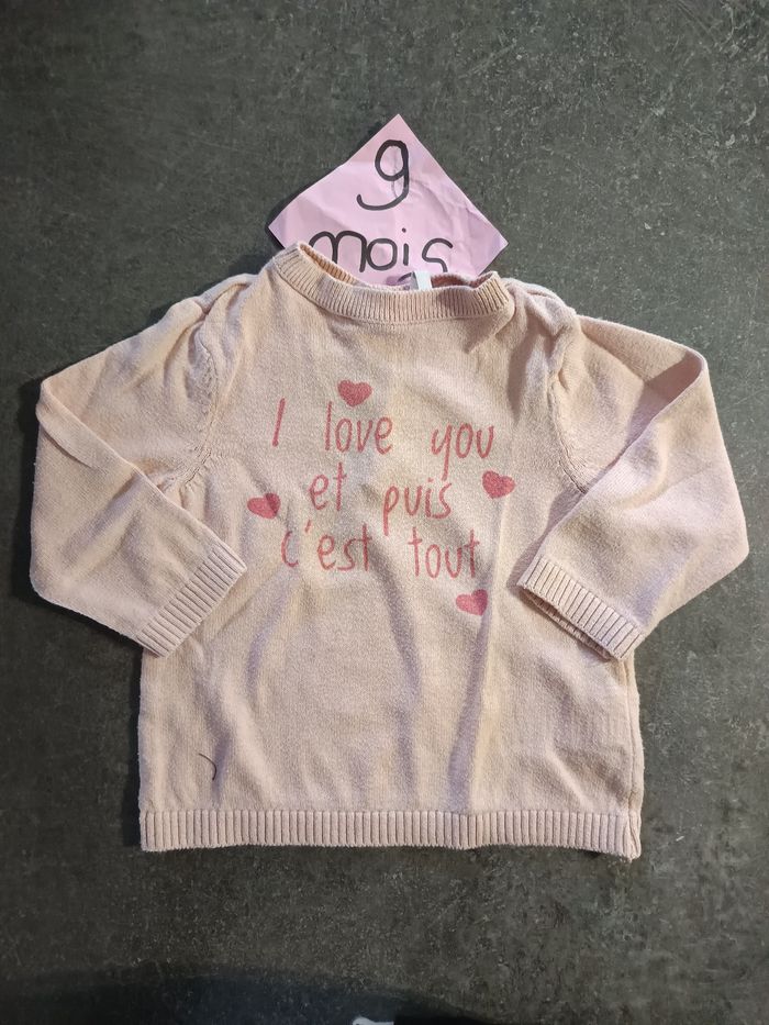 Pull fin rose "i love you" 9 mois