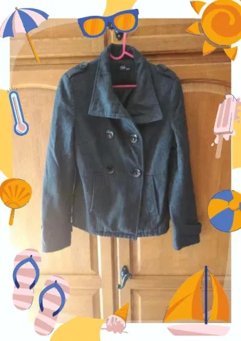 Veste caban court en laine femme