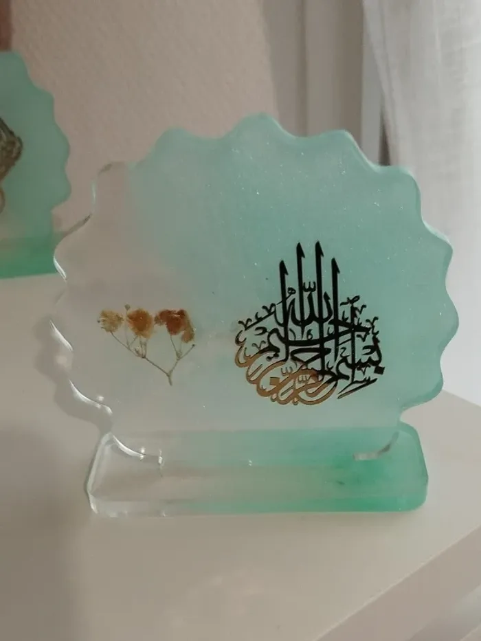 idée cadeau ornement bureau coiffeuse couvre tasse en résine et plantes naturelles abr008 - photo numéro 9