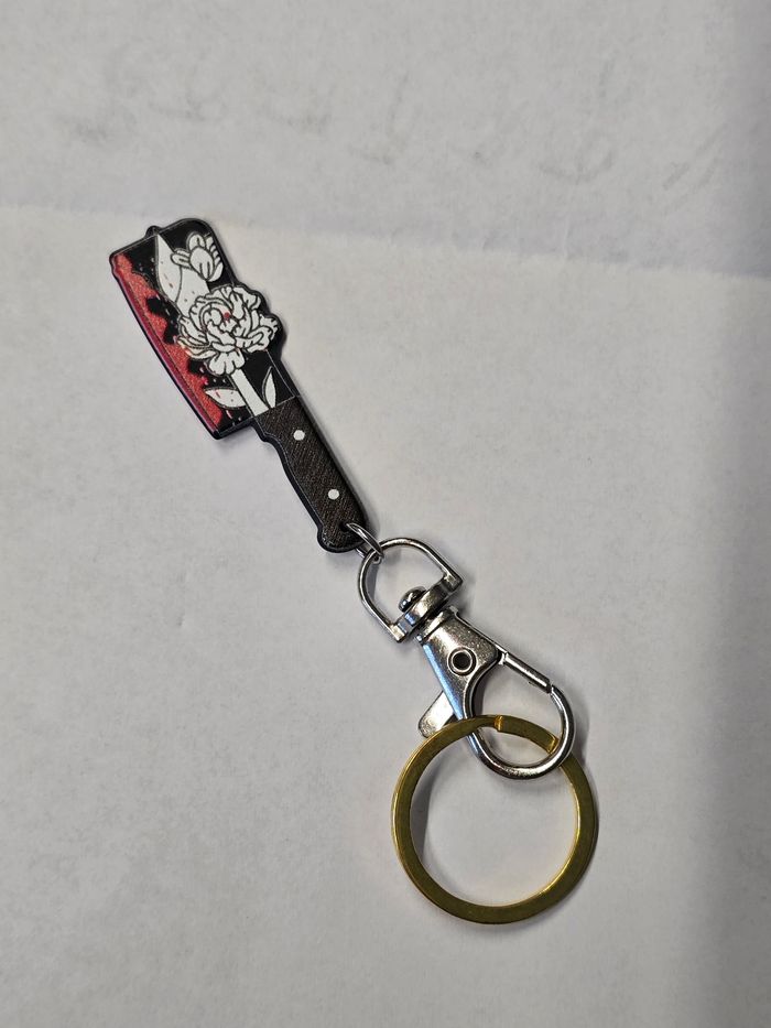 Porte clés couteau avec fleurs