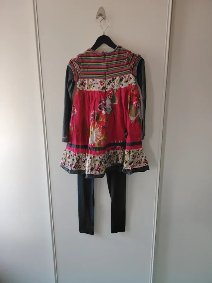 Lot de 2 robes courtes + leggings Catimini 10 ans - photo numéro 6
