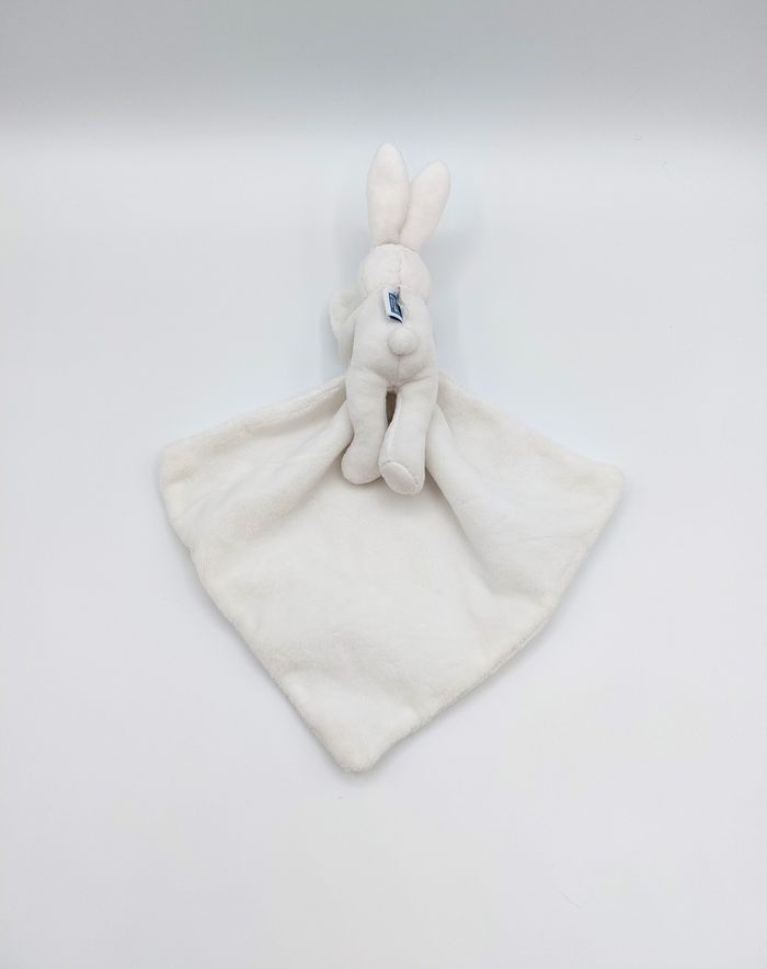 Doudou peluche lapin blanc JACADI et son mouchoir – 17 cm - sos doudou - photo numéro 2