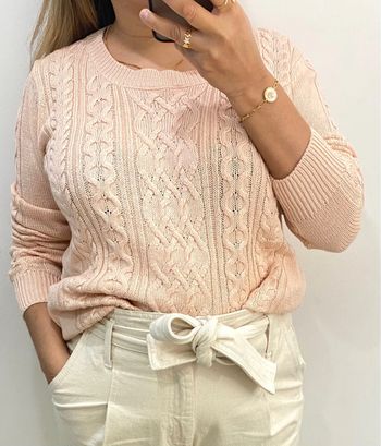 Superbe Pull Torsadé Maille Fine Taille L