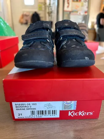 Kickers bonkro-2 en cuir marine imprimé 21