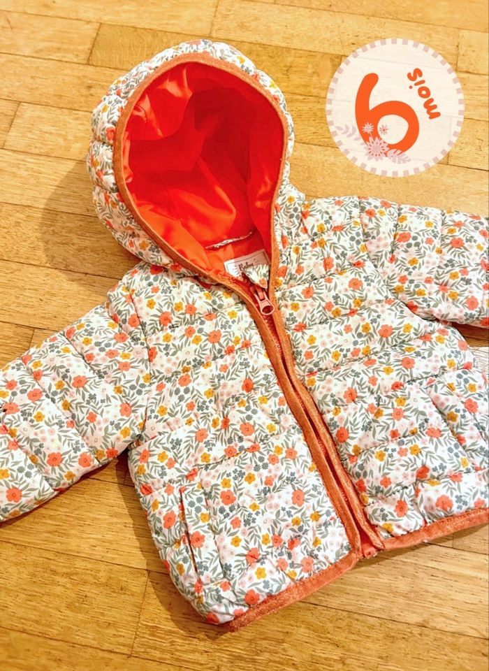 Doudoune fleurie Vertbaudet - 6 mois - TBE