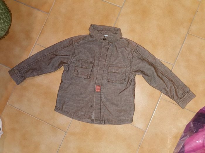 Chemise velours marron bouton pression 3 ans