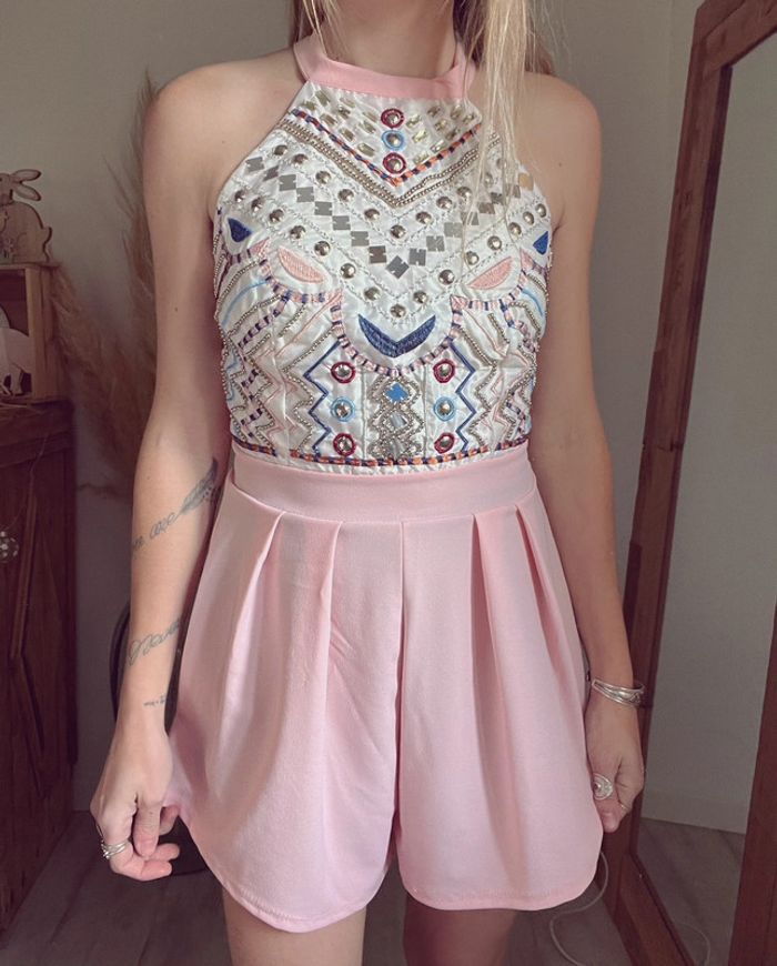 Combinaison short / combishort rose et multicolore neuve - photo numéro 3