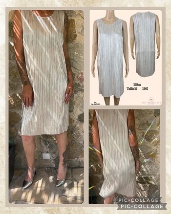 🍦 Robe droite plissée crème effet métallisé H&M – Taille M SOLDÉ -50% (vidéo portée dispo ) 🍦