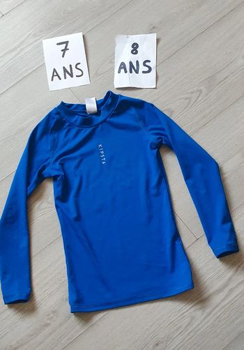Maillot t-shirt 7/8ans 130cm bleu decathlon