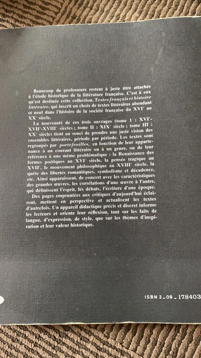 Livre textes français et histoire littéraire - photo numéro 3