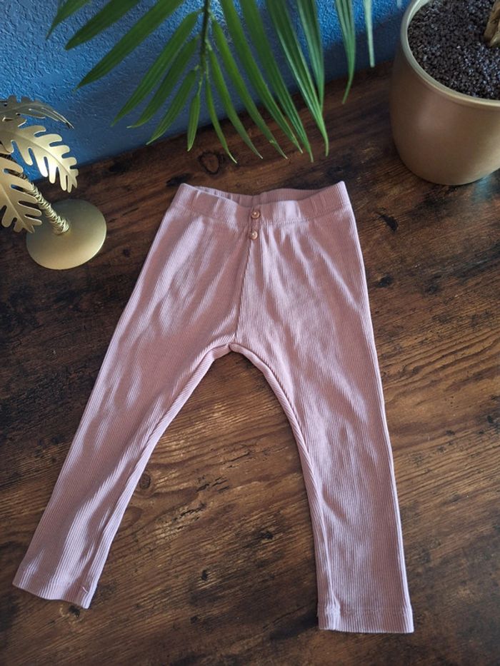 Leggings rose poudré côtelé