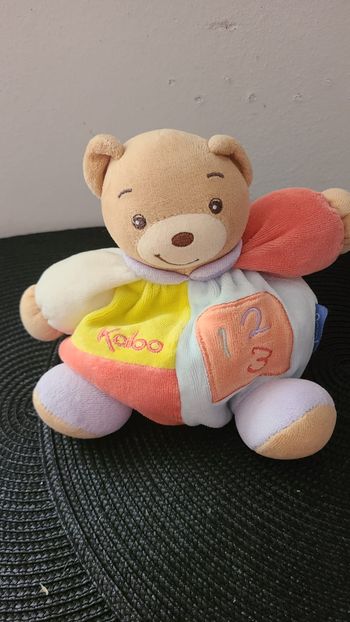 Doudou Ours Patchwork 123 orange bleu 16 cm kaloo