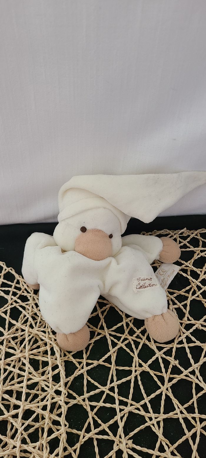 DOUDOU PELUCHE TIAMO COLLECTION OISEAU POUSSIN ECRU BLANC BEIGE GRELOT - photo numéro 4
