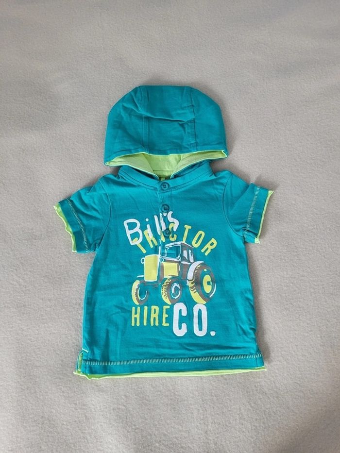 t-shirt à capuche vert turquoise orchestra 9 mois - photo numéro 2