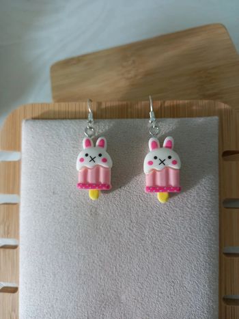 Boucle d'oreille glace lapin
