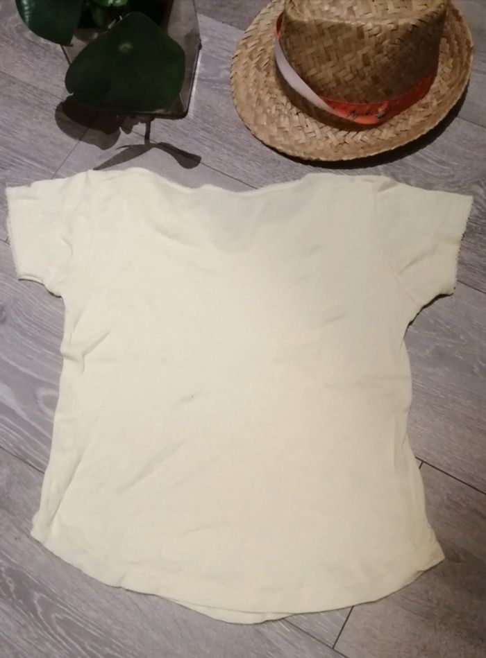 🌸Tee-shirt jaune clair, col brodé taille 14 ans "bking" Neuf - photo numéro 3