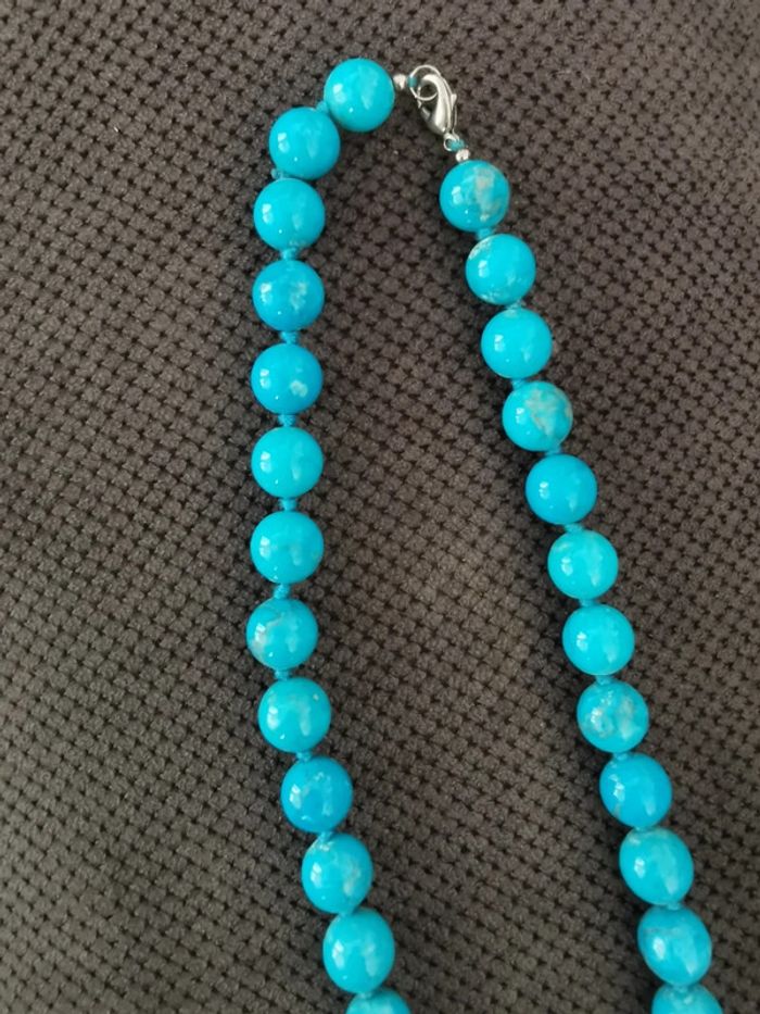 Collier perles bleu turquoise - photo numéro 2