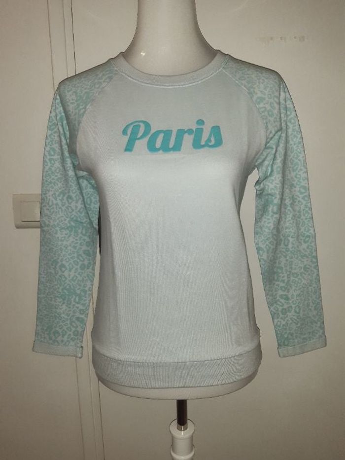 Pull sweat turquoise clair