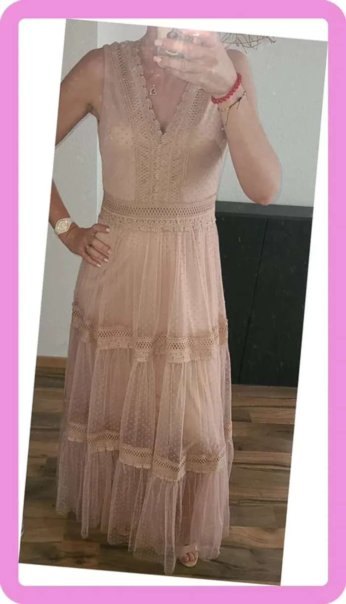 Robe longue en tulle plumetis 🌸 Taille S (36/38) - Neuve avec étiquette - photo numéro 7