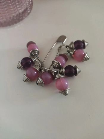 Broche bijou perle argenté