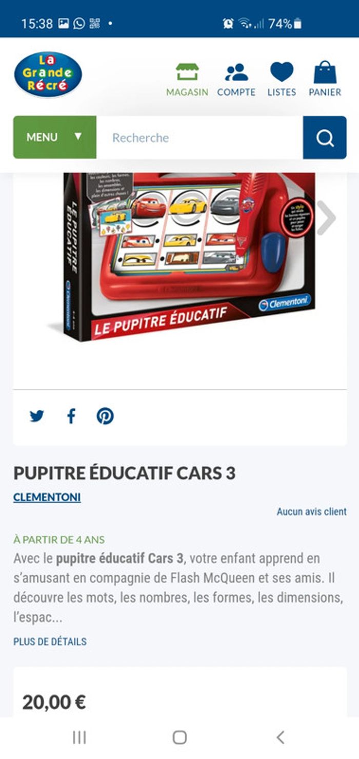 Pupitre éducatif cars 3 - photo numéro 7