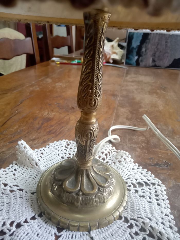 Lampe vintage pied en bronze - photo numéro 5