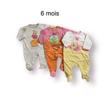 Kitchoun Lot de 3 Pyjamas Grenouillère Taille 6 mois