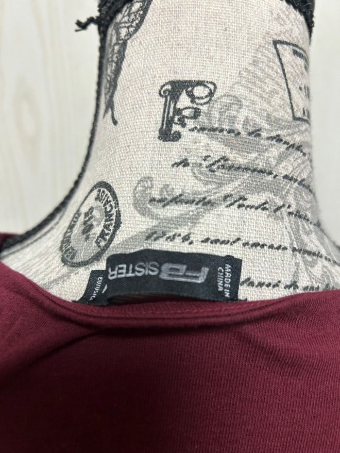 blouse bordeaux manche dentelle - photo numéro 5