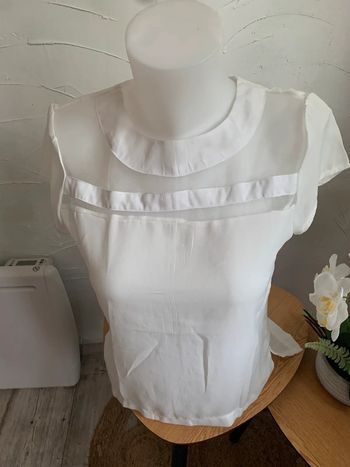 Blouse Fancyqube blanche taille 38 manches courtes