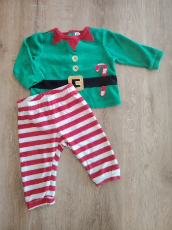 Pyjama velours 2 pièces - Lutin de Noël