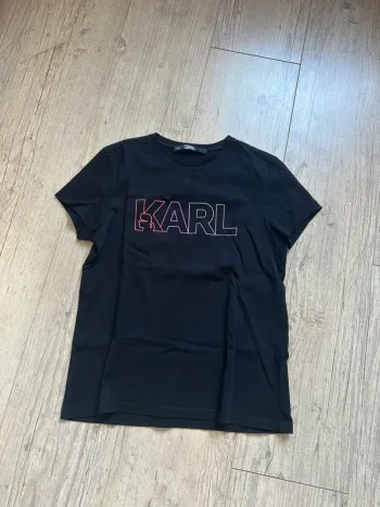 Tee shirt karl lagerfeld noir logo rose