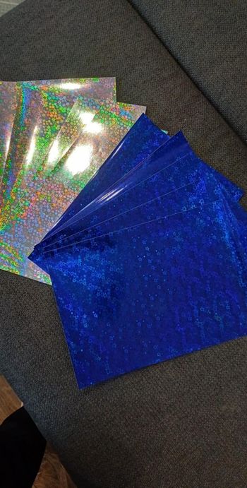 Lot de 10 feuilles étoiles holographique: 5 argenté et 5 bleu roi format A4, 120gsm