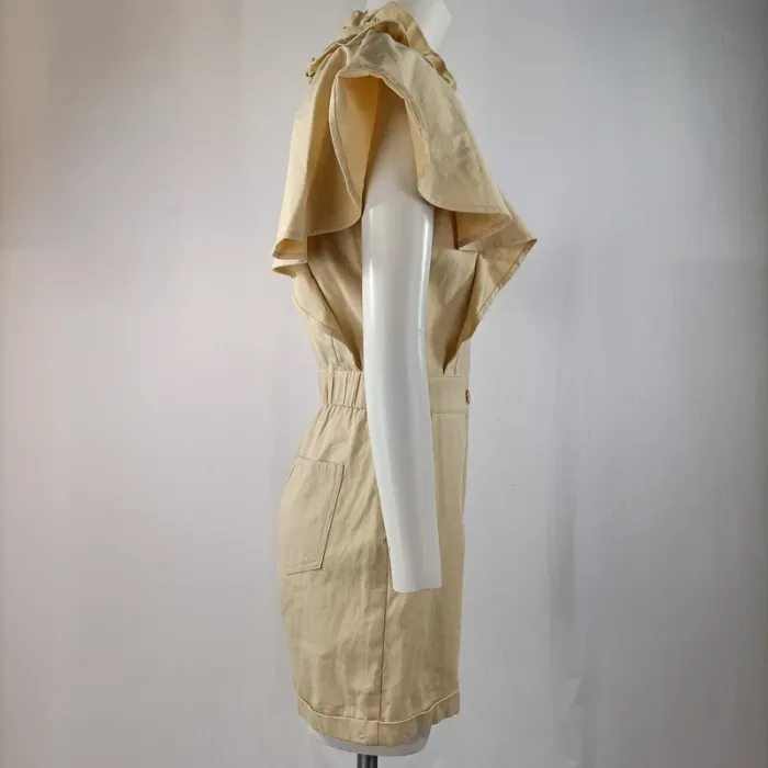 Combishort beige volantée col lavallière en coton - Daphnea Paris taille M A963 - photo numéro 3