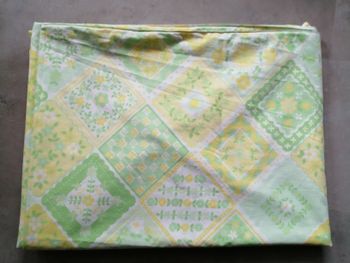Housse de couette verte blanche et jaune pour lit 2 personnes