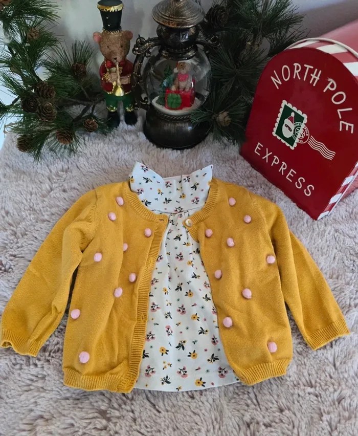 Lot sous pull + gilet bébé fille - 6 mois