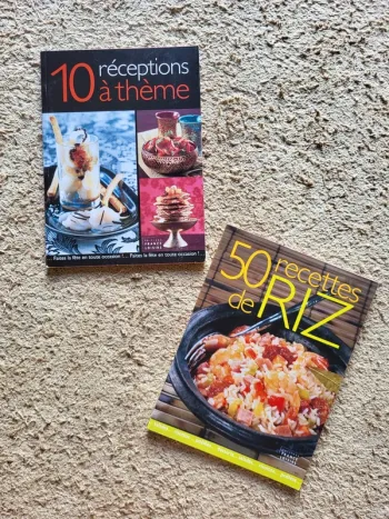 Lot de 2 livres de cuisine recettes de riz et réceptions à thème