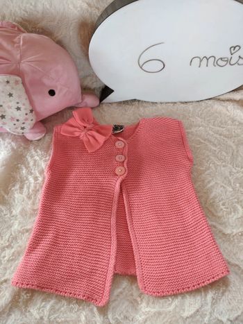 Gilet boléro sans manche petite maille Fille 6 mois Tao