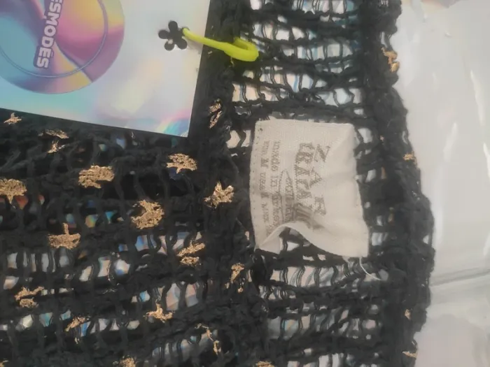 Joli pull crochet gris avec taches or - photo numéro 8