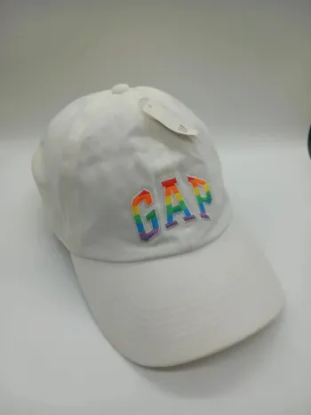Casquette Vintage Gap Blanc cassé Broderie Arc-en-ciel