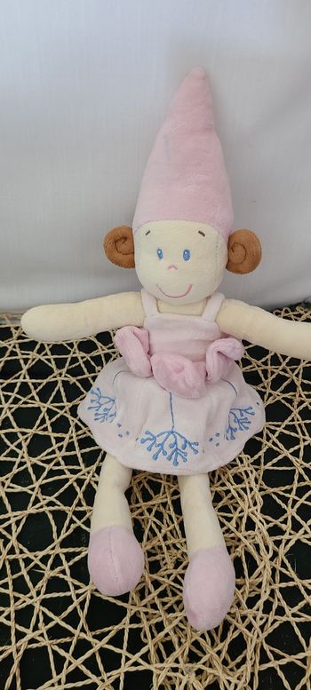 Doudou fille lutin fée rose tutu bonnet pointu NICOTOY