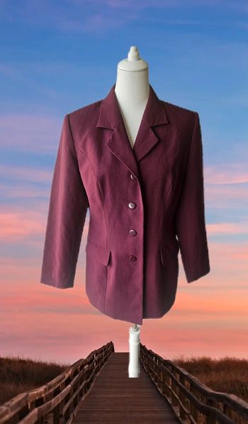 Blazer long violine, sans marque, taille 40/42