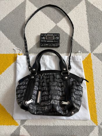 Sac à main avec son portefeuille Lancaster | Noir et gris | 33 X 22 cm