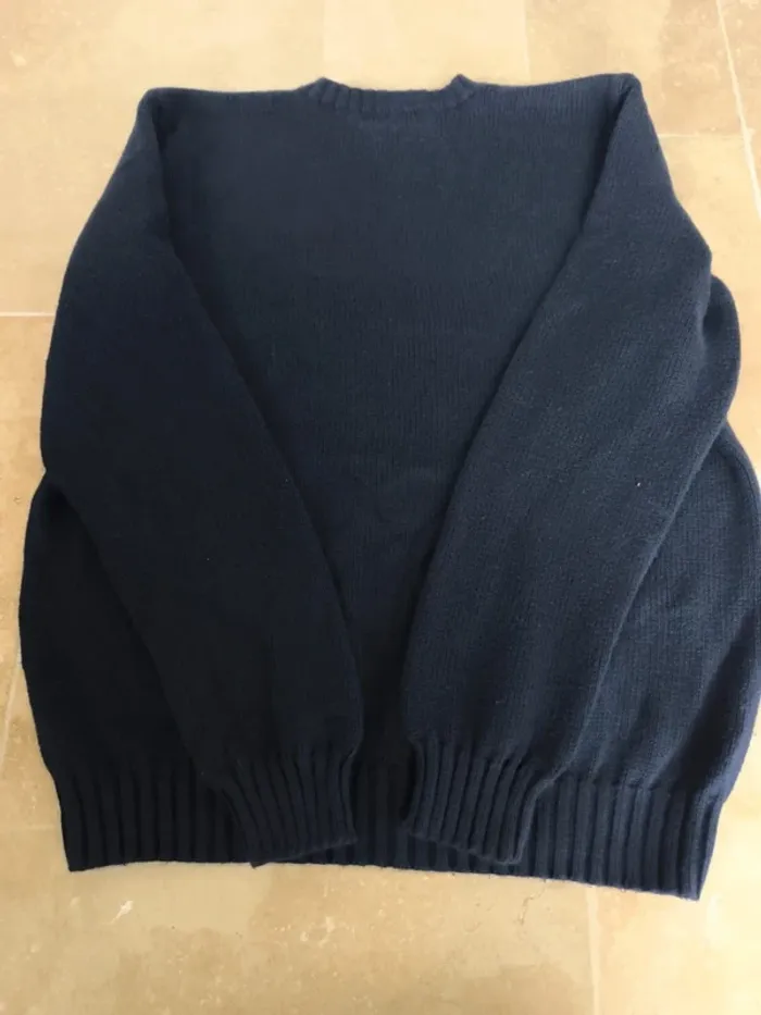 Pull col rond texturé marine logo rouge Ralph Lauren L - photo numéro 11