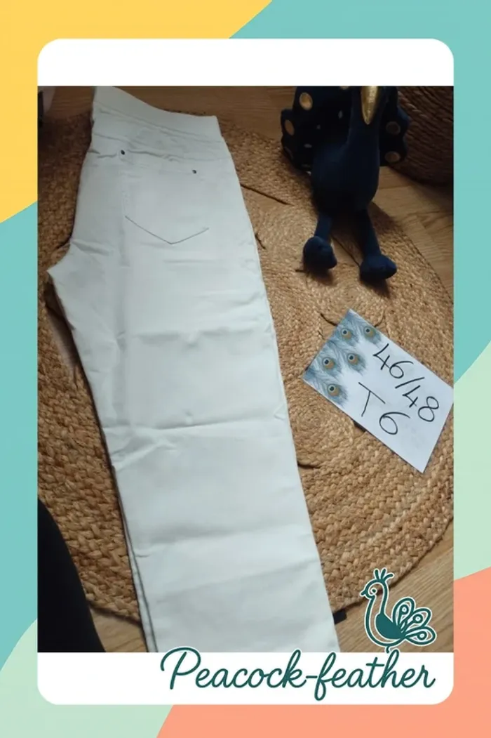 Pantalon blanc Jean tregging neuf étiqueté T6 - photo numéro 4